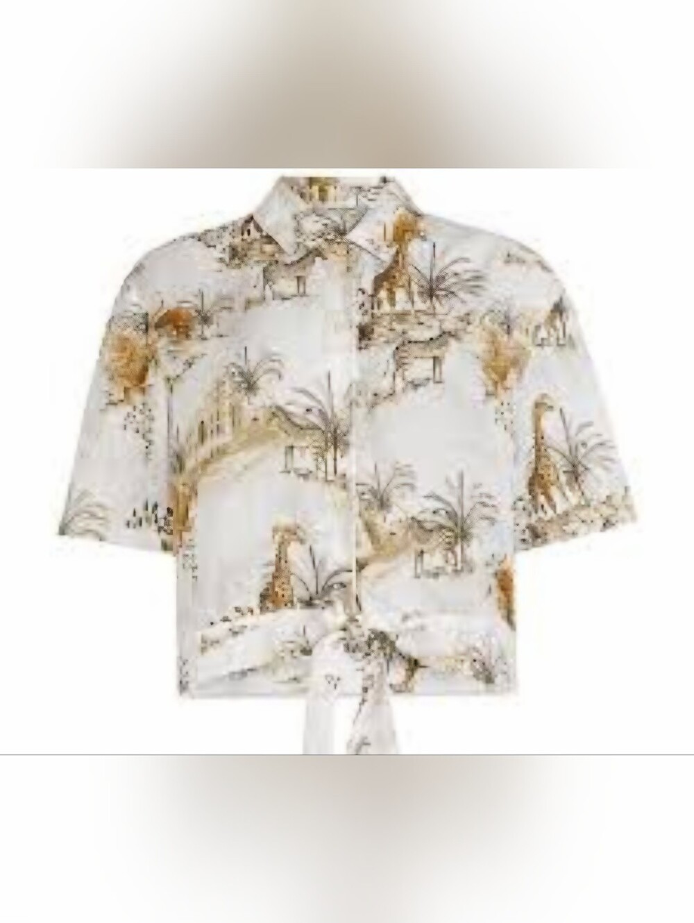 All Saints Leni Tajpur Cropped Tie Front Safari Print Shirt